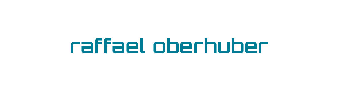 logo von raffael oberhuber, rolfing Bozen Lauben, Südtirol. Corporate design identity blau türkis