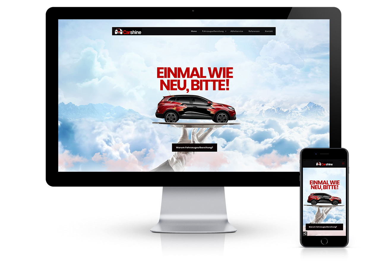 Webdesign in Bozen, Südtirol: Carshine Autoreinigung – Erstellung der Website mit Responsive Design. Erstellung einer https-Internetseite mittels SSL, ein sicherer Schutz vor Hacker. CMS von Wordpress. Design mit Animationen und visuellen Effekten von adpassion.