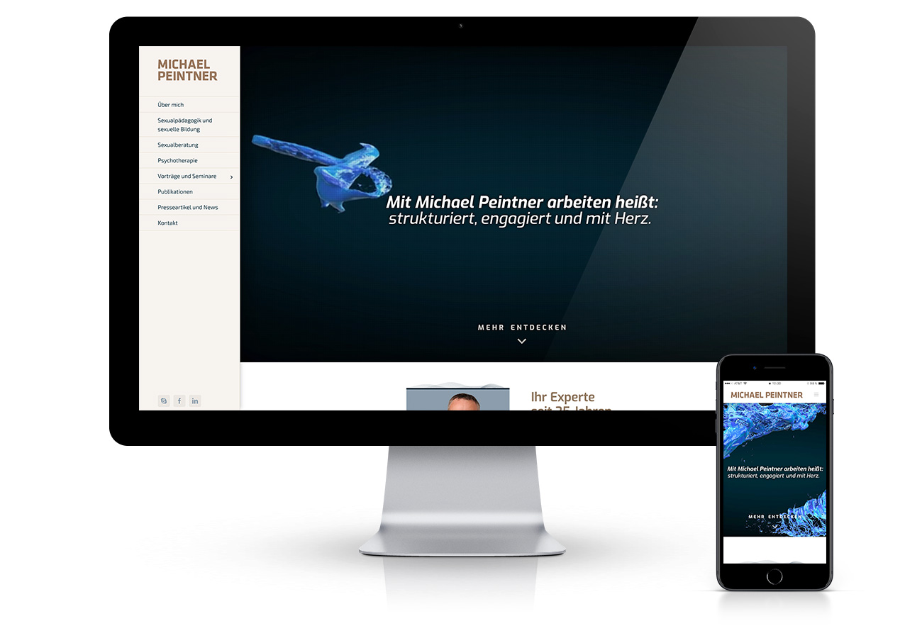 Erstellung einer responsive Website in Südtirol mit HTTPS, SSL-Zertifikat und Security Schutz für Michael Peintner. CMS von Wordpress mit Video und Slider Animationen. Von Waldemar Kerschbaumer von der Webagentur adpassion Bozen.