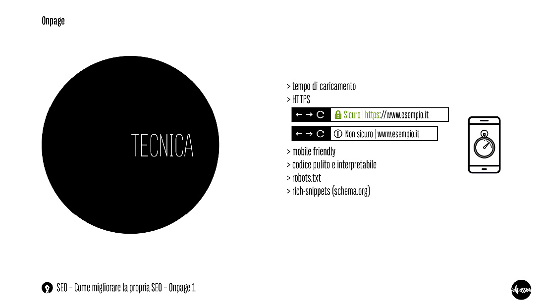 Slide SEO Nr. 8 – intervista adpassion web agency Bolzano – Come migliorare la propria SEO del sito web. Onpage e tecnica: velocità, protocollo SSL, mobile friendly etc.