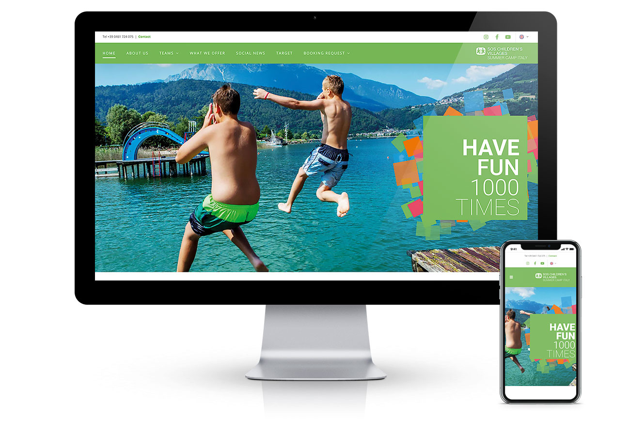 Programmierung eine Website und Webdesign von der Webagentur adpassion in Bozen. Webkonzept und Beratung von Waldemar Kerschbaumer für SOS Feriendorf in Caldonazzo, SOS Summer Camp von SOS Kinderdorf.